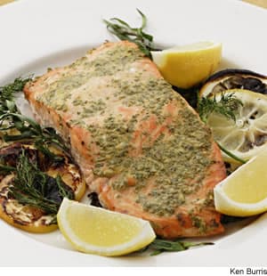 Grilled Salmon With Mustard & Herbs