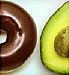 chocolate glazed donut and avocado