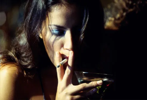 Close-up of a woman smoking a cigarette