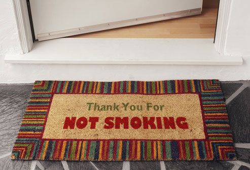 "Thank you for not smoking" on door mat