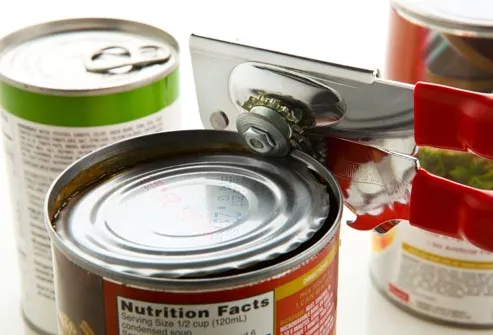 can opener and canned foods
