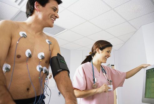 Man Hooked Up to Heart Monitor