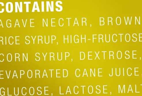 sugar listed on food label