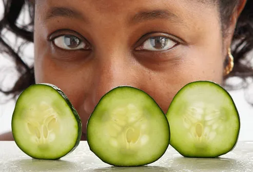 eyes with cool cucumber