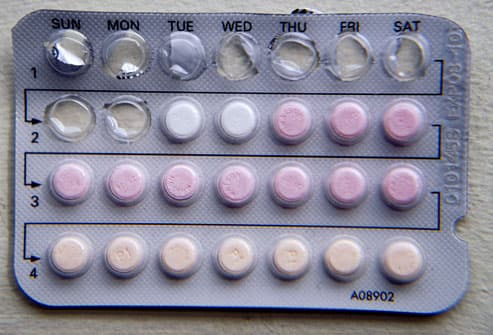 Blister pack of birth control pills