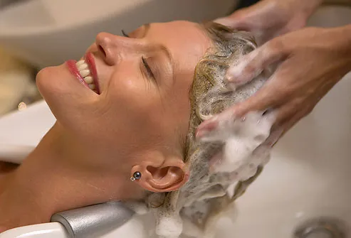 Scalp massage during spa shampoo