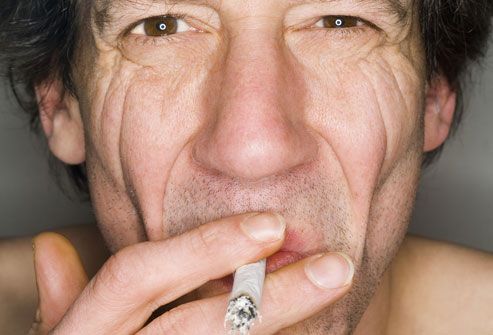 Wrinkled Man Smoking