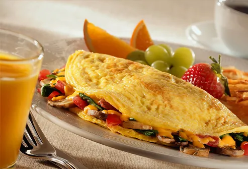 Mushroom, Tomato and Cheese Omelet with Fruit