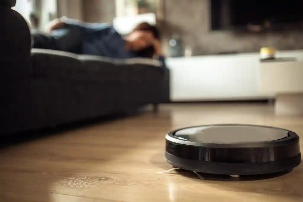 photo of robot vacuum cleaner at work