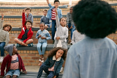 photo of children at modern school facility