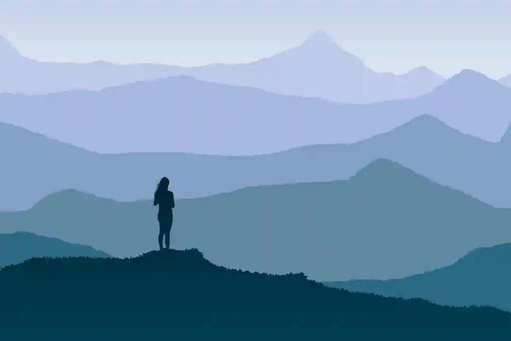 illustration of woman gazing at horizon 