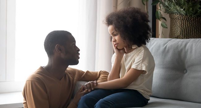 Parent talking to child