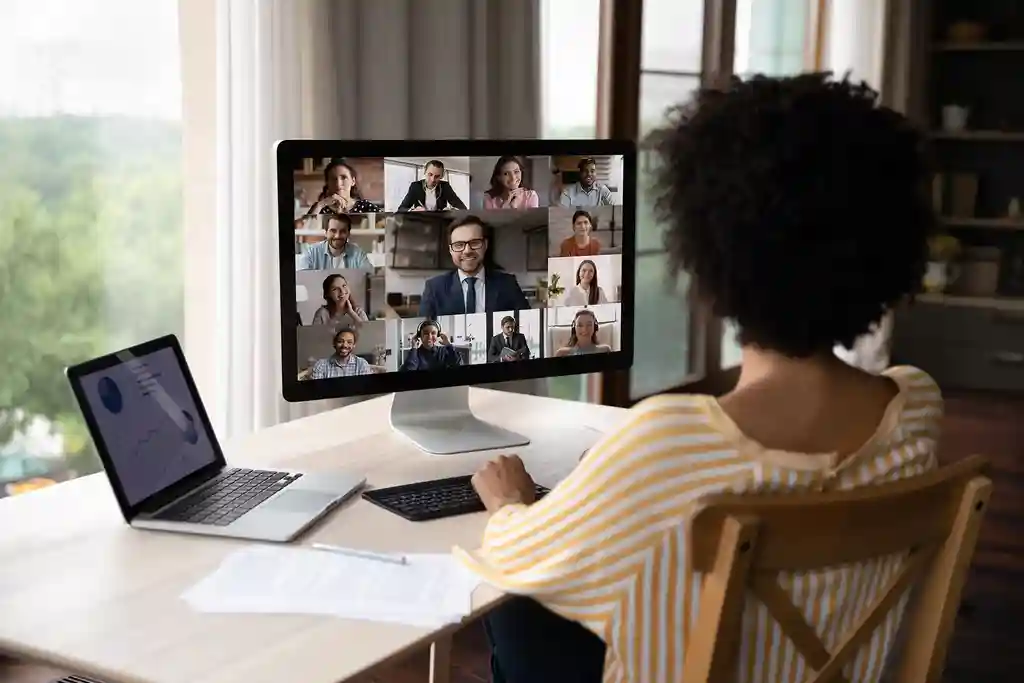photo of woman in video meeting