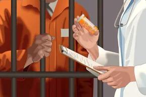 photo of prisoner getting medication