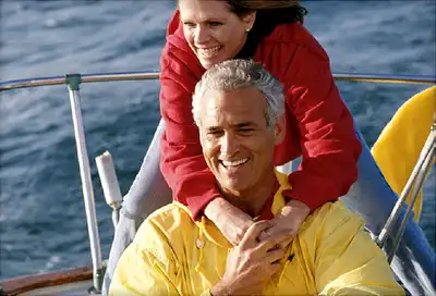 mature couple on boat
