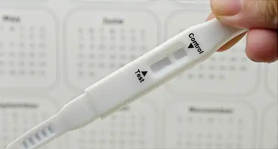 pregnancy test and calendar