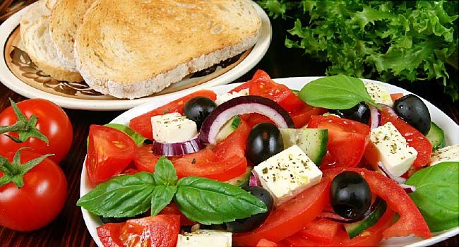 tomato, olive, cheese salad