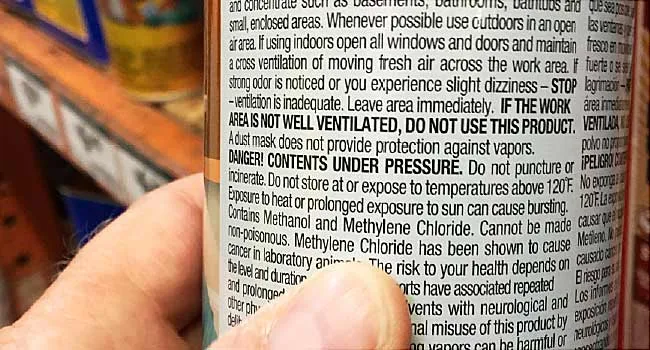 methylene chloride product label