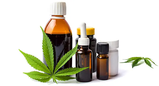 marijuana and cannabis oil bottles