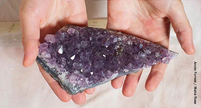 crystals in hands