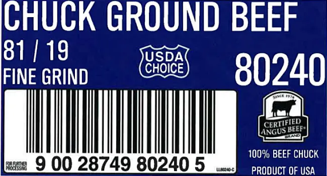 ground beef recall label
