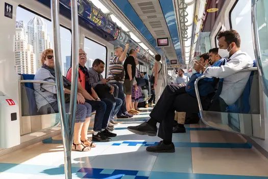 photo of crowded subway train