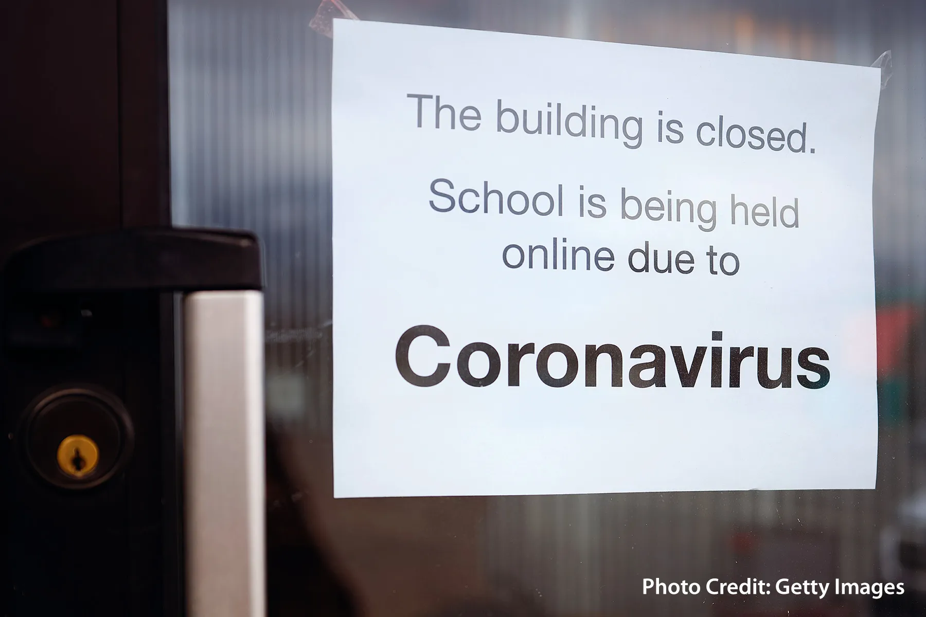 photo of coronavirus college sign