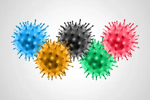 coronavirus olympics logo concept