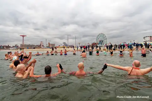 photo of ice water swimmers