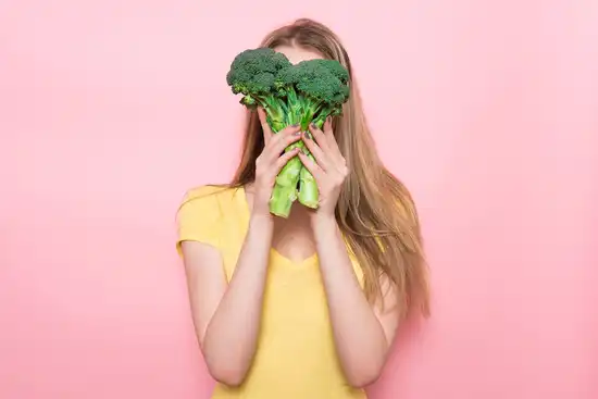 photo of food broccoli woman pink