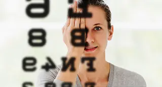 woman in eye exam