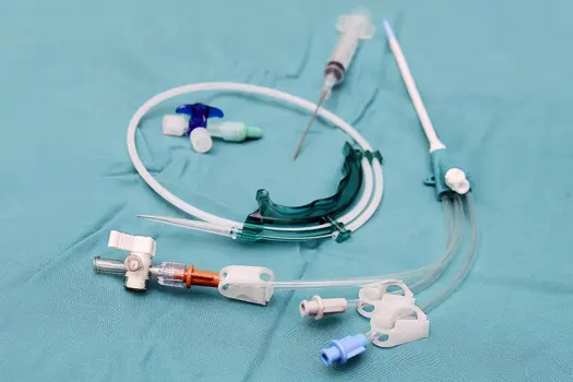 catheter and syringe