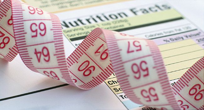Nutrition facts and measure tape