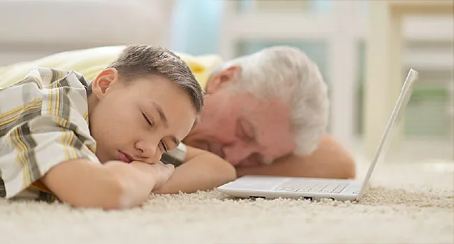 grandfather grandson napping