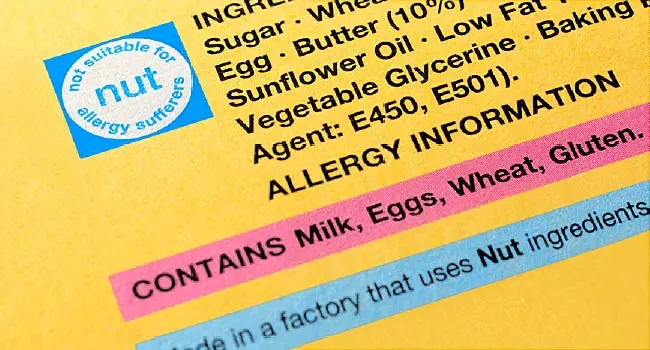 allergy info on food label