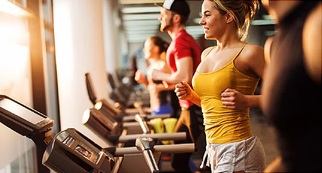 woman jogging on treadmill