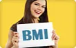 Girl holding up card with BMI written