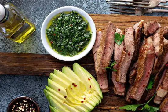 photo of mexican steak, avocado, olive oil