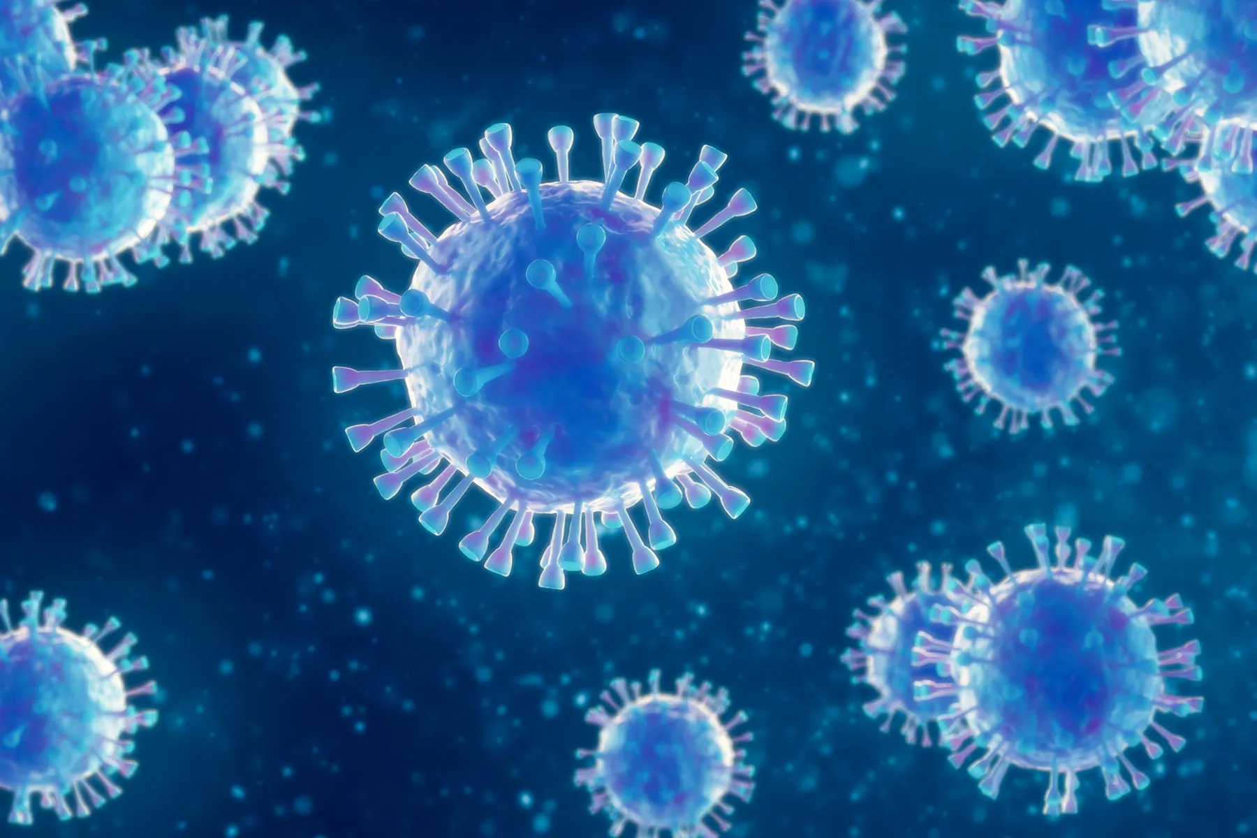 photo of virus 3d render blue