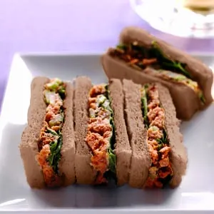 Curried chicken finger tea sandwiches Recipe: Appetizers 