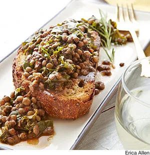 Rosemary Lentils & Greens on Toasted Bread
