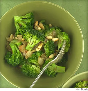 Broccoli With Caramelized Onions & Pine Nuts