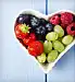 fresh fruit in heart-shaped dish