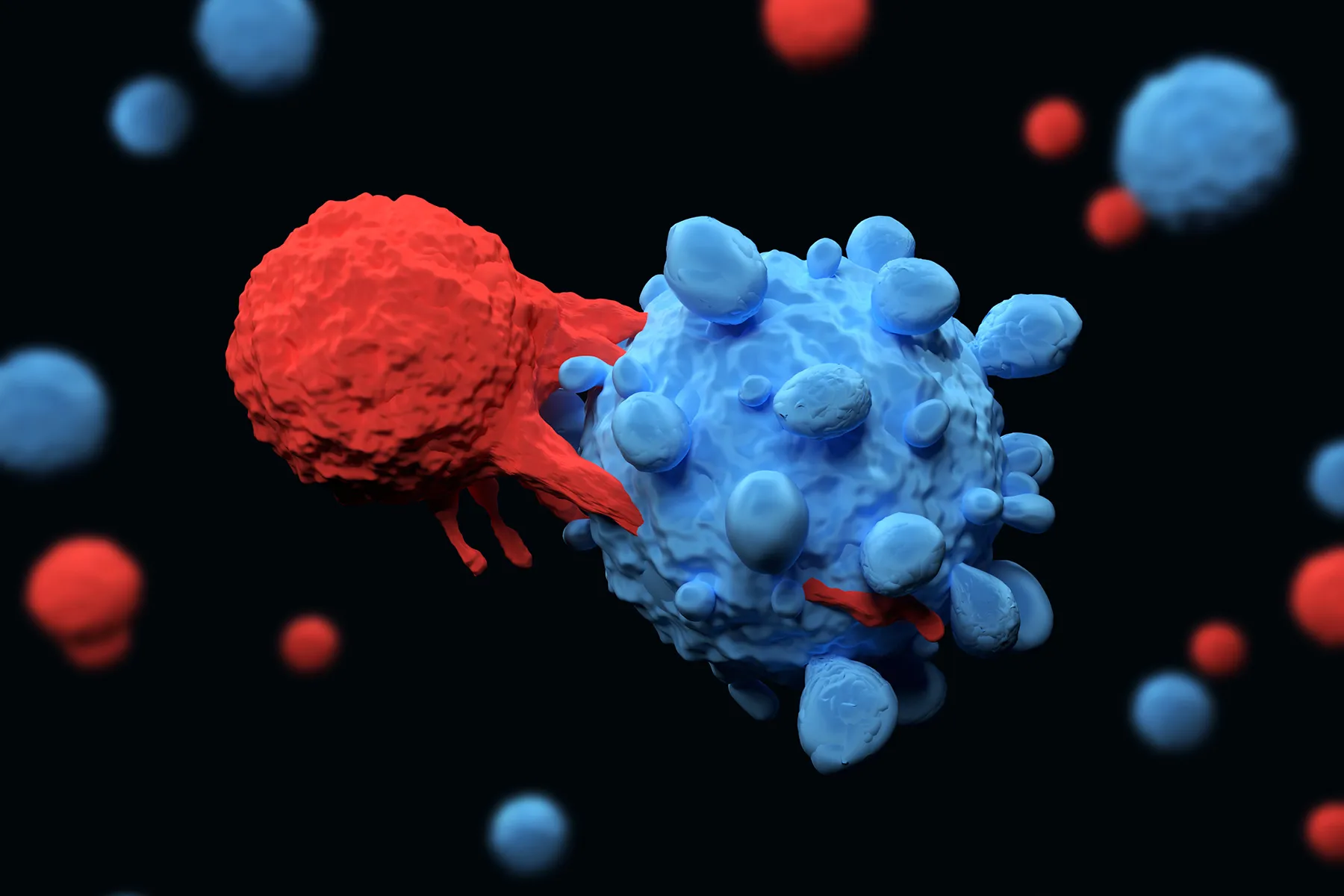 illustration of CAR T-cell attacking cancer cell