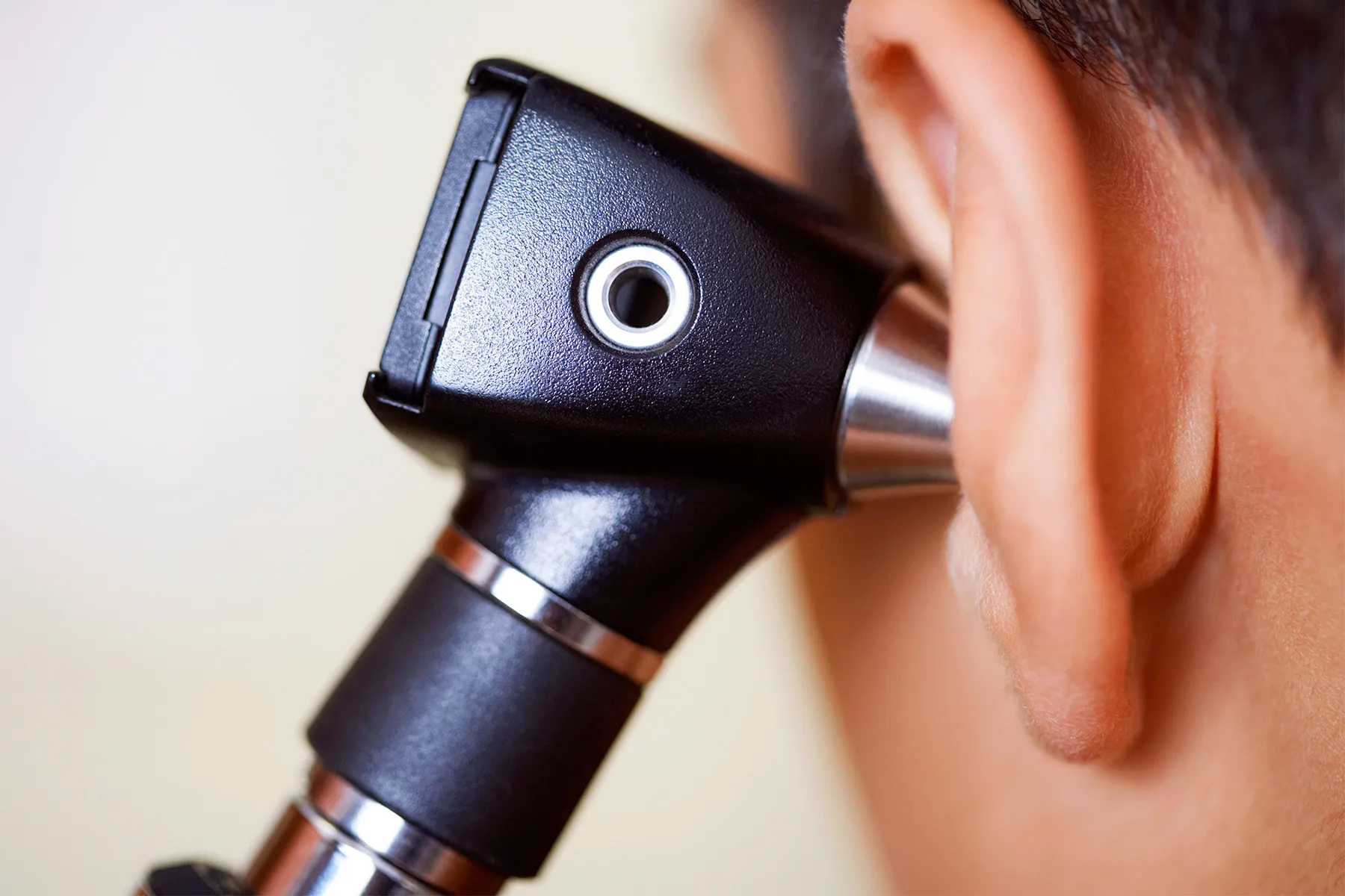 photo of otoscope in ear