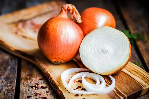 photo of onions on cutting board