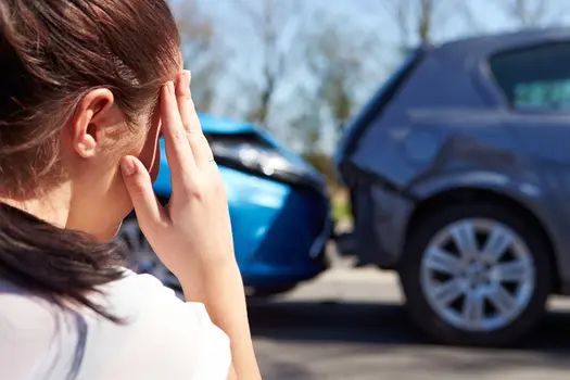 anxious woman after car accident
