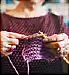 senior woman knitting