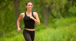 happy woman running