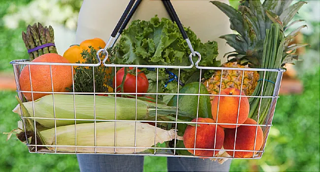 shopping basket filled with vegetables